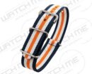 NATO CLASSIC BLUE&ORANGE&WHITE STRIPED WATCH STRAP