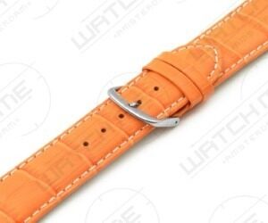 LOUISIANA RUNDLEDER CROCO ORANJE MET WITTE STIKSELS