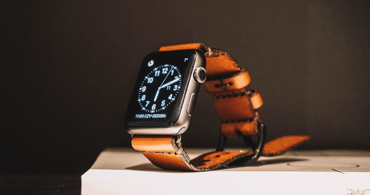 Apple Watch with leather band